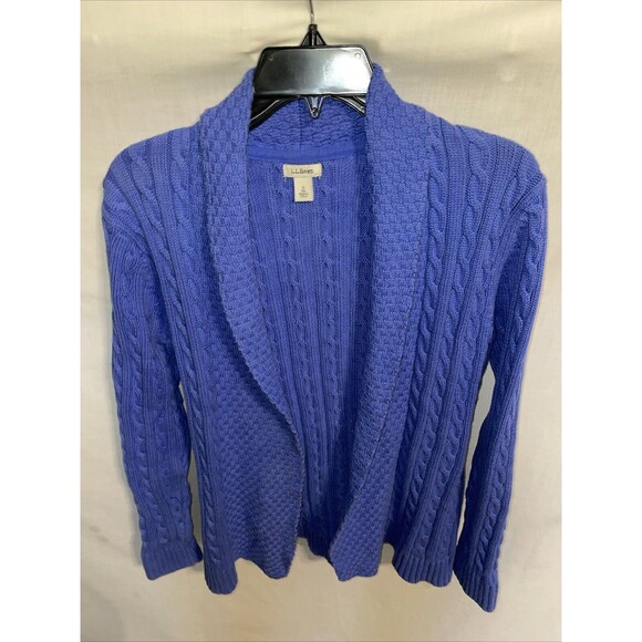 L.L. Bean Women’s Open Cardigan Size Small Blue Cable Knit Cozy Comfort Party - Picture 1 of 12